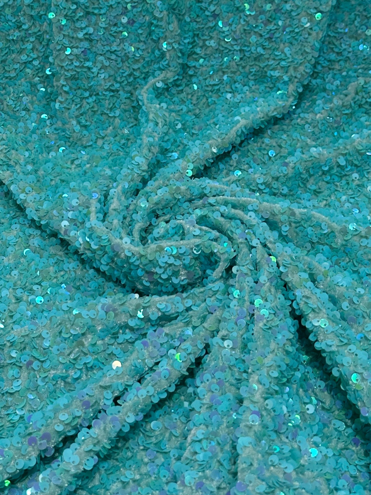 Stretch Sequin on Velvet Tiffany Blue