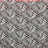 Traditional Polynesian Pattern Polyester Foil Fabric - Red & Black, 60" Width (1 Yard)