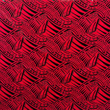 Traditional Polynesian Pattern Polyester Foil Fabric - Red & Black, 60" Width (1 Yard)