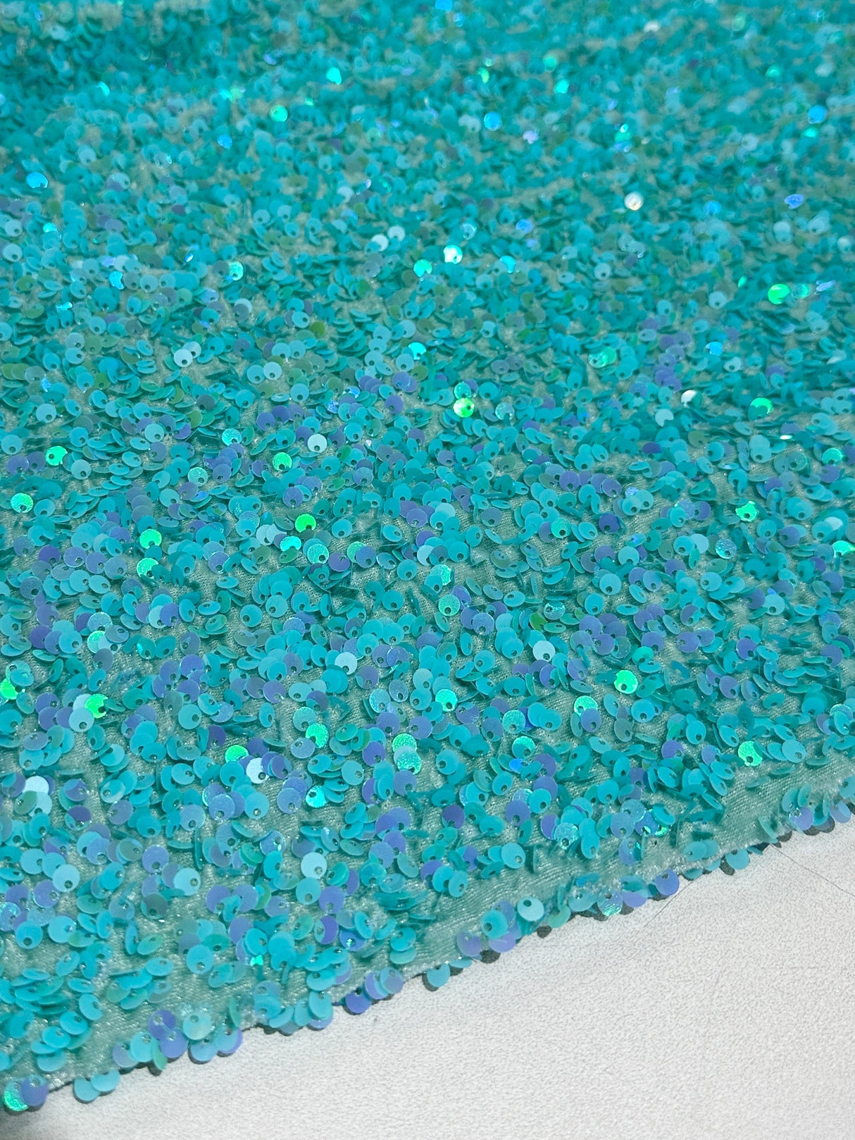Stretch Sequin on Velvet Tiffany Blue