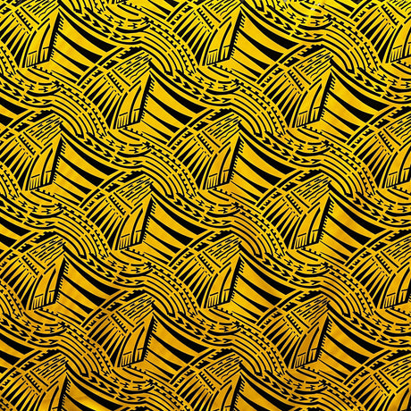 Traditional Polynesian Pattern Polyester Foil Fabric - Red & Black, 60" Width (1 Yard)