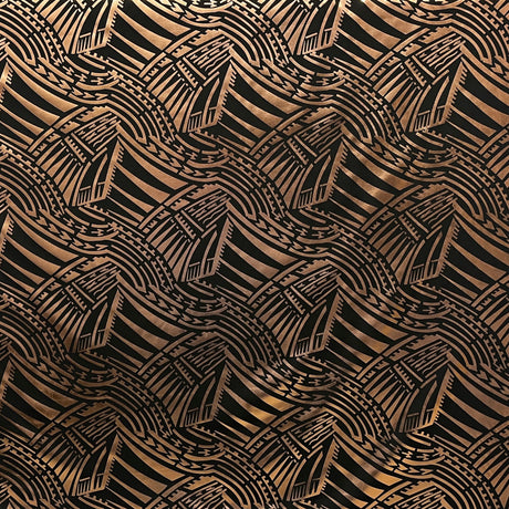 Traditional Polynesian Pattern Polyester Foil Fabric - Red & Black, 60" Width (1 Yard)