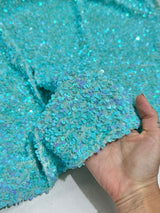 Stretch Sequin on Velvet Tiffany Blue