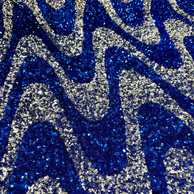 Stretch Sequin on Velvet Silver Blue