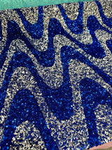 Stretch Sequin on Velvet Silver Blue