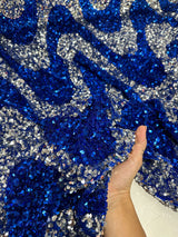 Stretch Sequin on Velvet Silver Blue