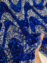 Stretch Sequin on Velvet Silver Blue