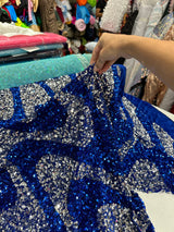 Stretch Sequin on Velvet Silver Blue