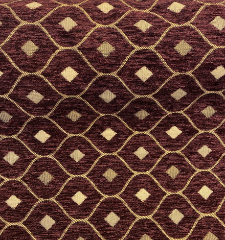 Mercedes Wine Damask Chenille Fabric - Wine Damask, 56" Width (1 Yard)
