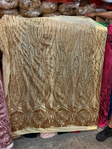 Stretch Sequin Mesh Lace Gold