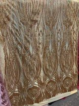 Stretch Sequin Mesh Lace Gold