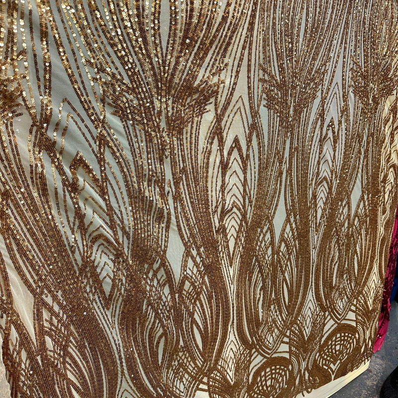 Stretch Sequin Mesh Lace Gold