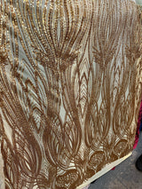 Stretch Sequin Mesh Lace Gold