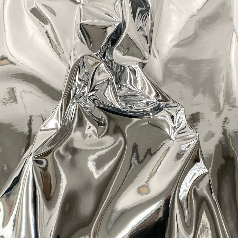 Chrome Reflective Mirror Vinyl Fabric - Silver, 54" Width (1 Yard)