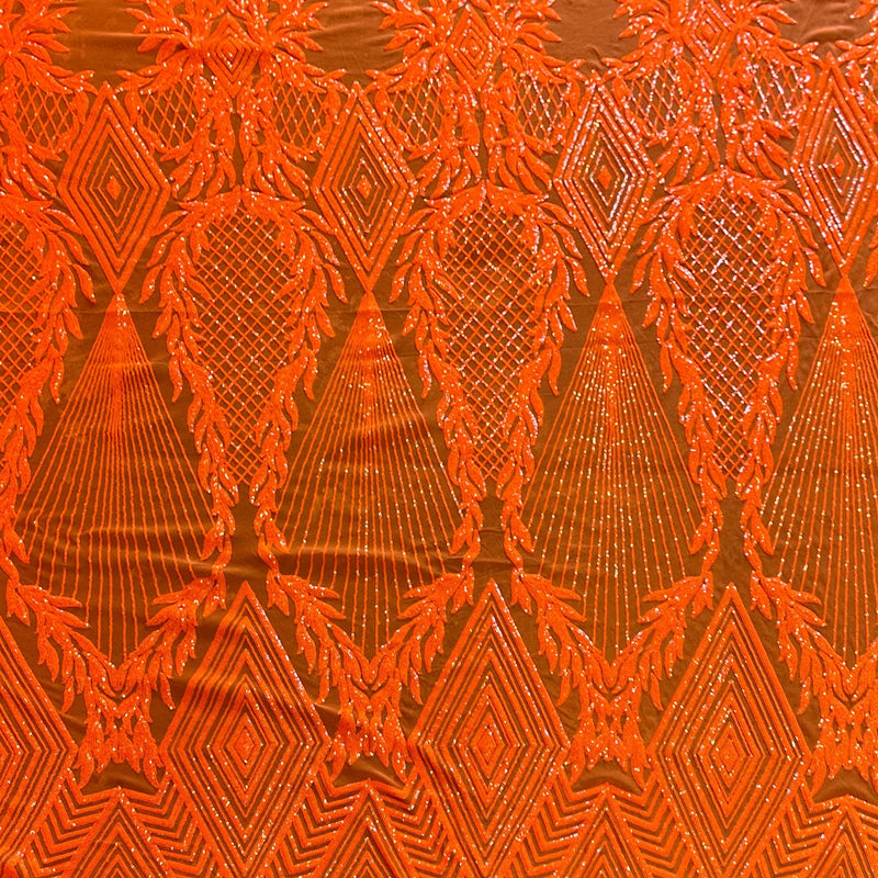 Stretch Sequin Mesh Orange