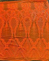 Stretch Sequin Mesh Orange
