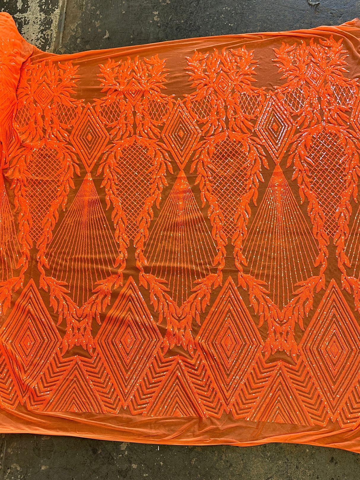 Stretch Sequin Mesh Orange