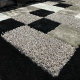 Square Plush Design Shag Area Rug Carpet - Shag Rug, Black/Earth, 2' X 3', 5' X 7', 7'6" X 10'3" (1 Unit)