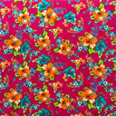 Cotton Fabric Hibiscus Palm Leaves Cluster Print