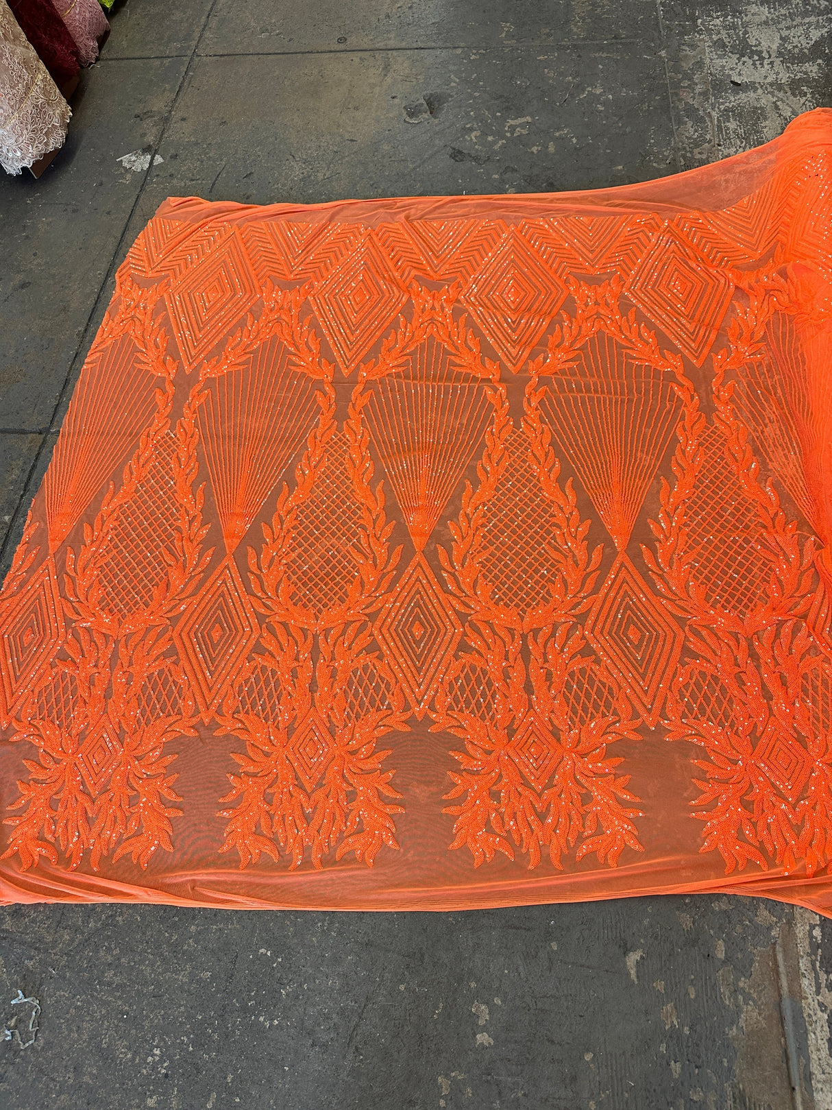Stretch Sequin Mesh Orange