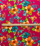 Hibiscus Palm Leaves Cluster All Over Design Cotton Fabric - Tropical Floral Leaf Print, 36" X 45" (1 Yard)