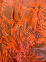 Stretch Sequin Mesh Orange