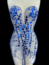 Royal Blue Rhinestone Bodice Appliqué