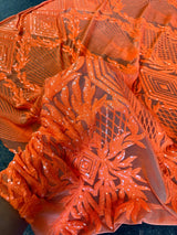 Stretch Sequin Mesh Orange