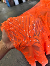 Stretch Sequin Mesh Orange