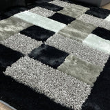 Square Plush Design Shag Area Rug Carpet - Shag Rug, Black/Earth, 2' X 3', 5' X 7', 7'6" X 10'3" (1 Unit)