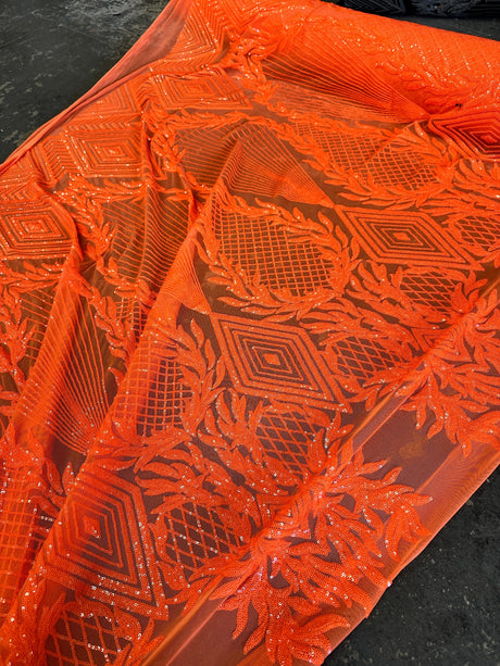 Stretch Sequin Mesh Orange
