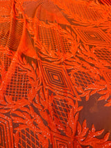 Stretch Sequin Mesh Orange