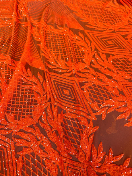 Stretch Sequin Mesh Orange