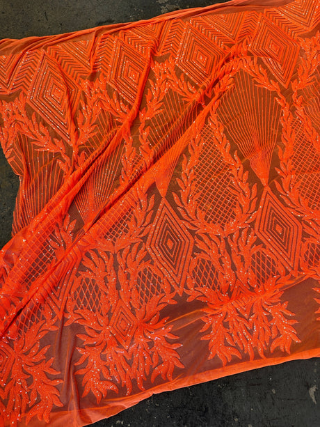Stretch Sequin Mesh Orange