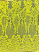 Stretch Sequin Mesh Lace Neon Yellow