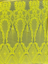 Stretch Sequin Mesh Lace Neon Yellow