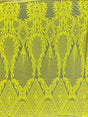 Stretch Sequin Mesh Lace Neon Yellow