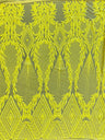 Stretch Sequin Mesh Lace Neon Yellow