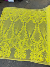 Stretch Sequin Mesh Lace Neon Yellow