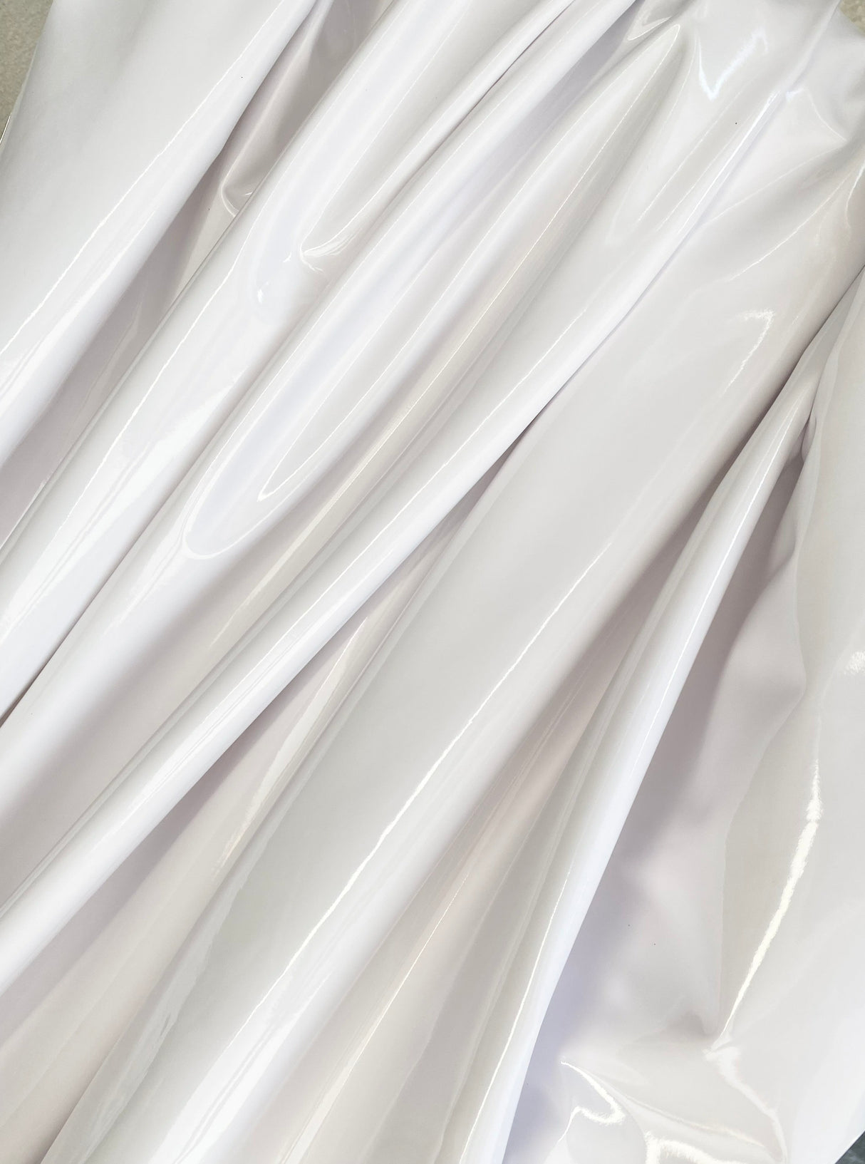 White Glossy Stretch Patent Leather Latex