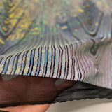 Flamingo Fringe Embroidered Stretch Sequin Fabric - Nylon Spandex Mesh Fabric, Fringe Embroidered Sequin, 60" Width, 12" Pattern Repeat (1 Yard)