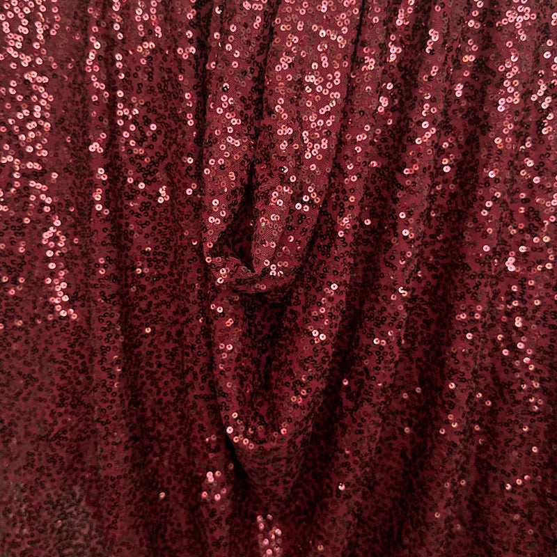 Stretch Sequin Mesh Burgundy