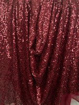 Stretch Sequin Mesh Burgundy