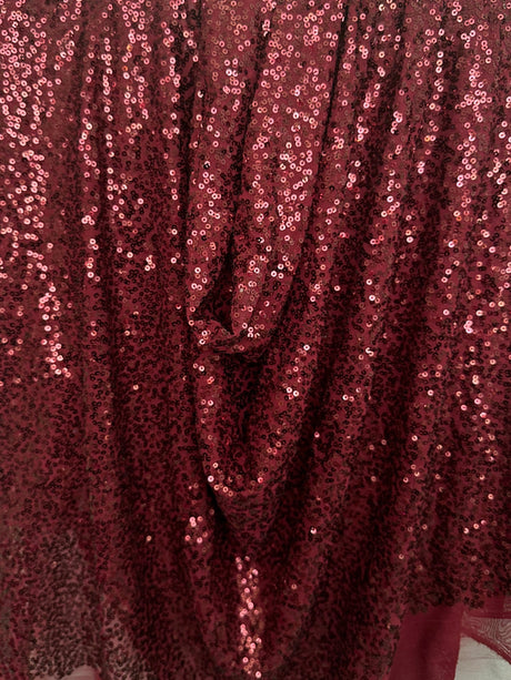 Stretch Sequin Mesh Burgundy
