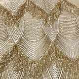 Flamingo Fringe Embroidered Stretch Sequin Fabric - Nylon Spandex Mesh Fabric, Fringe Embroidered Sequin, 60" Width, 12" Pattern Repeat (1 Yard)