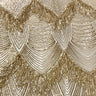 Flamingo Fringe Embroidered Stretch Sequin Fabric - Nylon Spandex Mesh Fabric, Fringe Embroidered Sequin, 60" Width, 12" Pattern Repeat (1 Yard)
