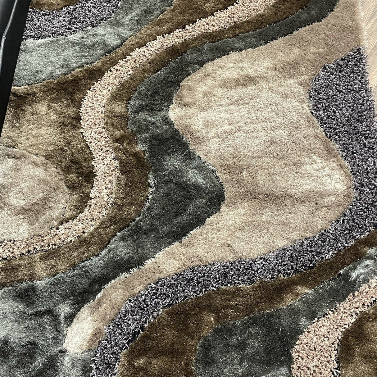 Luxury Shag Viscose Shiny Design Plush Area Rug Carpet - Polyester Shag Rug, Multi Color Pattern, 2" Pile Approx, 7'6" X 10'3" (1 Rug)