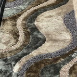 Luxury Shag Viscose Shiny Design Plush Area Rug Carpet - Polyester Shag Rug, Multi Color Pattern, 2" Pile Approx, 7'6" X 10'3" (1 Rug)