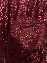 Stretch Sequin Mesh Burgundy