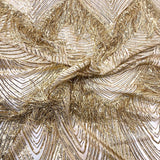 Flamingo Fringe Embroidered Stretch Sequin Fabric - Nylon Spandex Mesh Fabric, Fringe Embroidered Sequin, 60" Width, 12" Pattern Repeat (1 Yard)